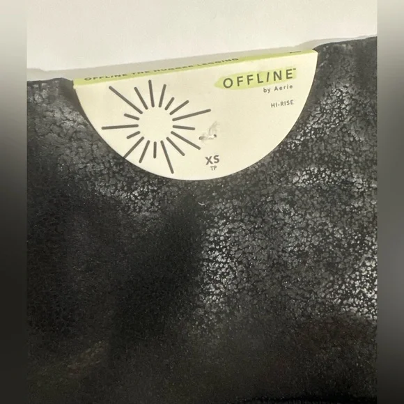 Offline Aerie Crossover High Waisted Crackle Leggings Black - XS/TP - Picture 5 of 6